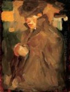 Self - Portrait In Hat by Jozsef Egry
