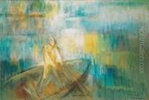 Fisherman By The Lake Balaton by Jozsef Egry