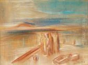Figures On The Pier by Jozsef Egry