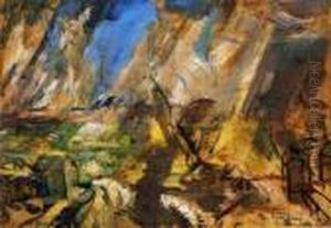 Storm By The Lake Balaton, About 1921 by Jozsef Egry