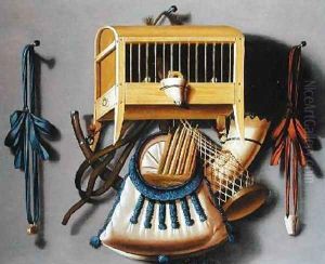 Birdcage and Hunting Paraphernalia by Johannes Leemans