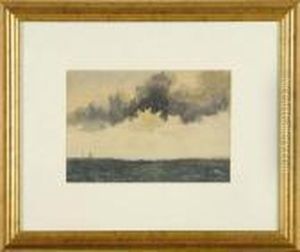 Cloudy Seascape With Distant Ship by Louis Michel Eilshemius