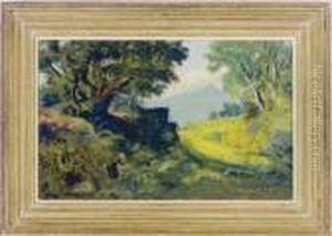 A Woman Tending To A Lush Landscape by Louis Michel Eilshemius