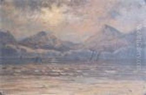 Sailboats In A Moonlit Harbor by Louis Michel Eilshemius