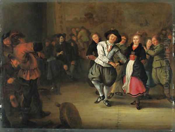 A Bridal Couple dancing in an Interior - view 1