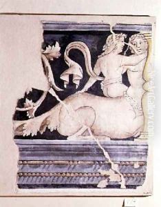 Fragment of a fresco depicting a centaur and a female figure by Lorenzo Leonbruno