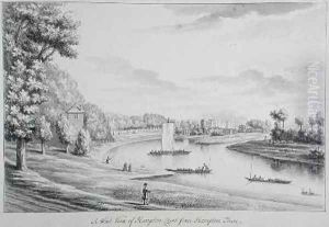 A West View of Hampton Court Ferry and Hampton Church at a Distance by Bernard III Lens