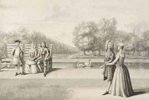 Figures on the bank of the Long Water Hampton Court Palace by Bernard III Lens