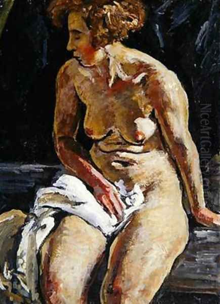 Sitting Nude with a White Towel II - view 1