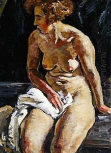 Sitting Nude with a White Towel II by Karl Leyhausen