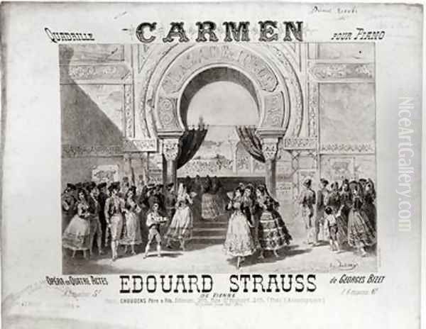 Cover of the score of piano quadrille from Carmen by Edouard Strauss 1835-1916 - view 1