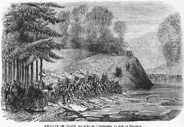 Ice harvest on the Empress Lake in the Bois de Boulogne at Paris - view 1