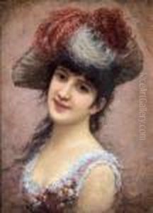 Elegante Au Chapeau A Plumes.