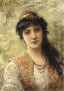 A Young Beauty In An Embroidered Vest