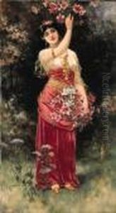 An Oriental Flower Girl by Eisman Semenowsky