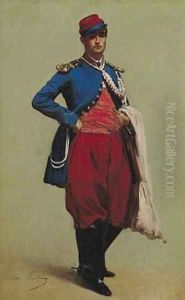 Portrait of Claude Monet 1840-1926 in Uniform 1861 by Charles Marie Lhuillier