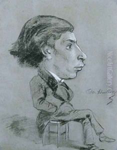 Portrait-charge 1858 by Charles Marie Lhuillier