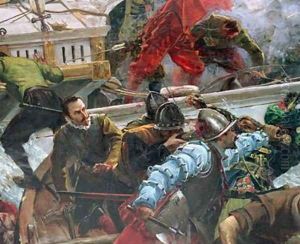 The Battle of Lepanto of 1571 by Juan Luna y Novicio