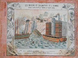 Cover of school exercise book illustrating the siege of Syracuse by the Romans under the consul Marcus Claudius Marcellus by E. Letellier