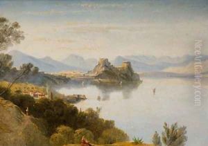 Albanian Mountains with Corfu in Distance by William James Linton