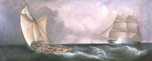 A French Cutter Passing a British Frigate by John Lynn