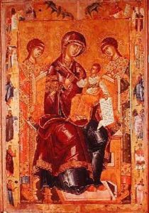 Icon of the Virgin and Child with Archangels and Prophets 1578 by Longin