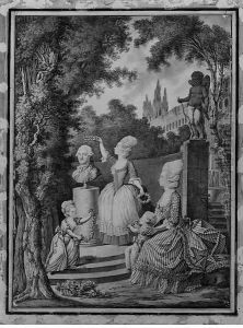 A Family honoring a Monument of their Father in a Garden by Jean Jacques Francois Le Barbier