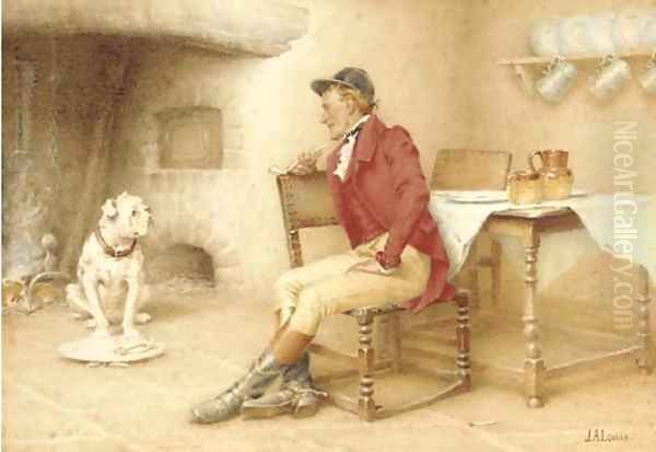 A huntsmen feeding his dog - view 1