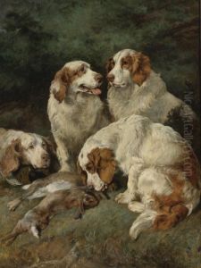 Clumber Spaniels With The Day's Bag by John Emms