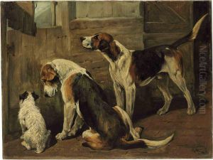 Waiting For The Hunt: A Terrier And Two Hounds by John Emms