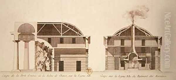 Cross-section of the entrance to salt works in the ideal city of Chaux - view 1