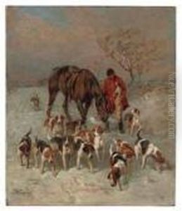 A Winter's Evening, Hounds And Huntsman Returning Home
