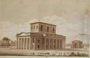 Perspective view of the house of the director of the salt works in the ideal city of Chaux by Claude Nicolas Ledoux