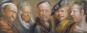 Studies of Five Heads after Rembrandt by Edward Lutterell