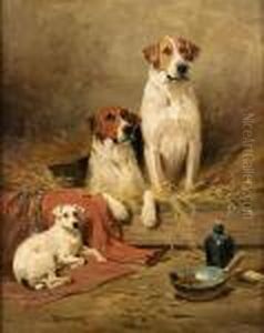 Foxhounds And A Terrier by John Emms
