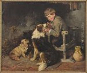 Young Boy Feeding Dogs by John Emms