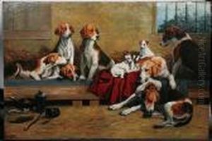 Hounds And Terriers At Rest by John Emms