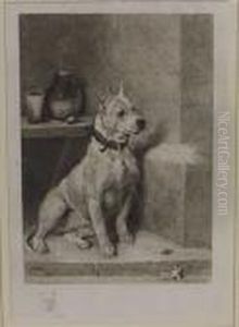 Etching Of A Terrier With A Remarque Terriers Head, Artist Proof, Blindstamp by John Emms