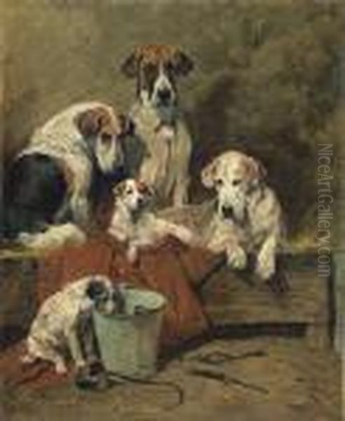 Hounds And Terriers In A Stable - view 1