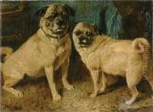 Two Pugs In An Interior by John Emms