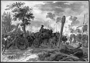 French artillery approaching a besieged town in the Low Countries