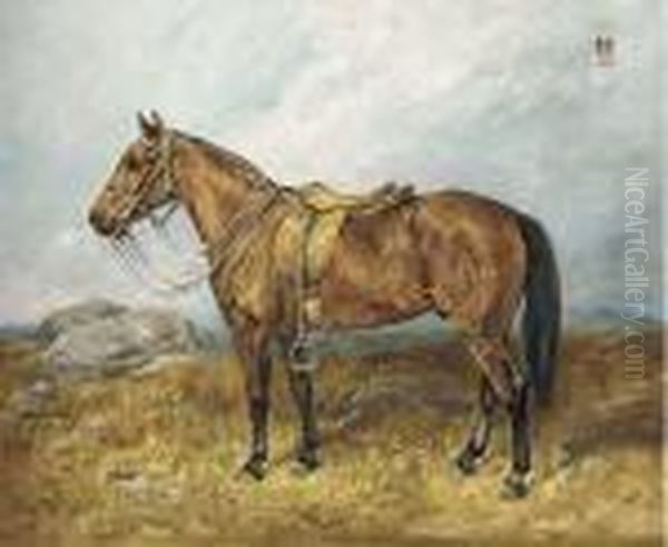 Punch, A Saddled Military Pony, In A Landscape - view 1