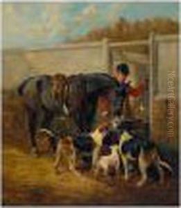 A Huntsman With His Horse And Hounds by John Emms