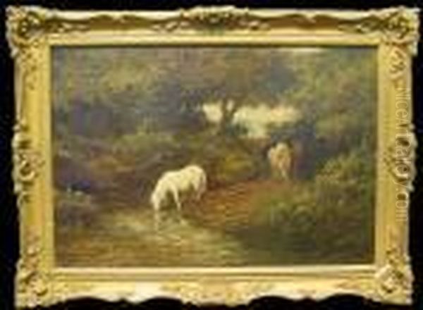 Wild Horses By A Stream - view 1