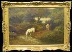 Wild Horses By A Stream by John Emms