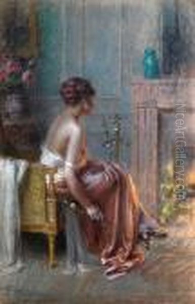 Junge Dame Am Kaminfeuer - view 1
