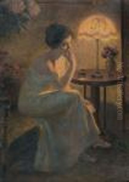 Sitzende Frau In Interieur Mit Billet-doux - view 1