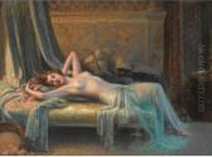 Nu Etendu Au Bouquet De Roses by Delphin Enjolras
