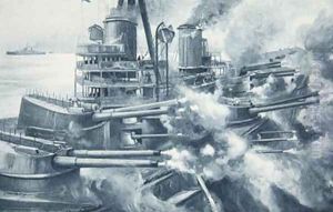 Biting with all her teeth at once the tremendous power of a Great modern Battleships broadside by Charles John de Lacy