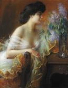 Jeune Femme Au Bouquet De Lilas by Delphin Enjolras